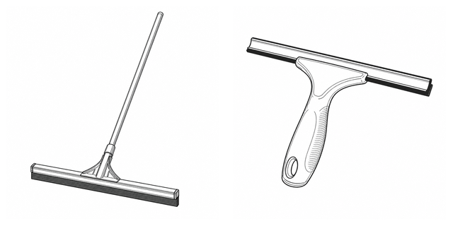 Original side-by-side line-art comparison of Floor squeegee and Window squeegee.