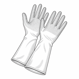 An original black line illustration showing paired hand coverings and separate finger shapes; no brand or scale claim.