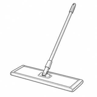 An original black line illustration showing low rectangular frame and flat replaceable or reusable pad; no brand or scale claim.