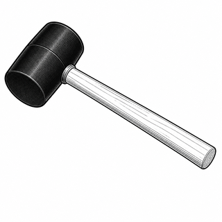 An original black line illustration showing nonmetal cylindrical head and two broad striking faces; no brand or scale claim.