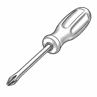 An original black line illustration showing cross-shaped driver tip and four driving flutes; no brand or scale claim.