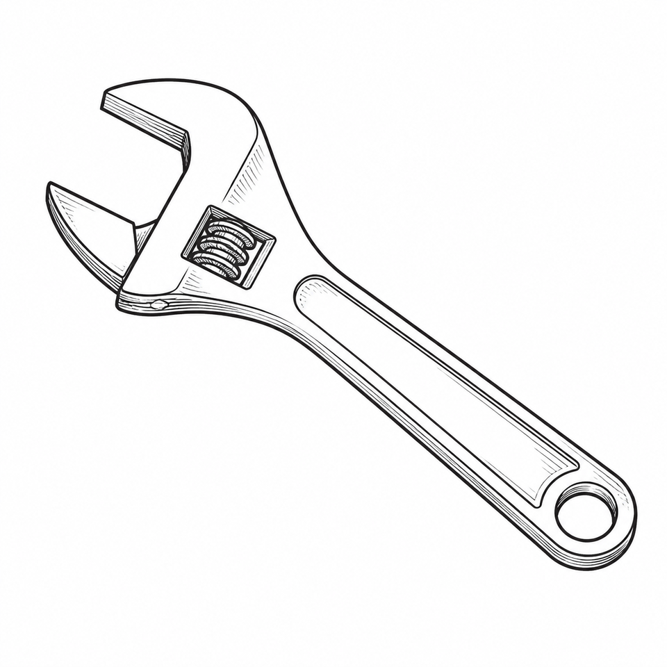 A hand tool with a single handle and two opposing flat jaw faces. A small ridged adjustment wheel sits below the jaws. The handle has a round hole at its end.