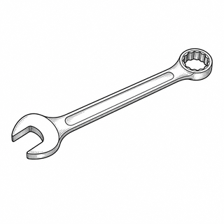 An original black line illustration showing fixed-size opening and open end, box end, or both; no brand or scale claim.
