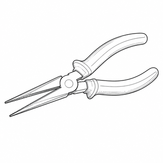 An original black line illustration showing long tapered gripping jaws and narrow pointed nose; no brand or scale claim.