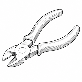 An original black line illustration showing opposed diagonal cutting edges and short cutting jaws; no brand or scale claim.