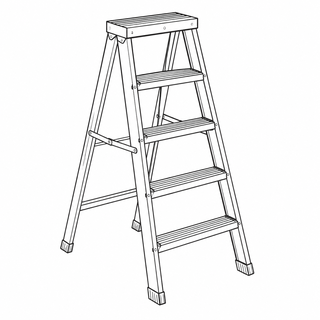 An original black line illustration showing self-supporting A-frame and spreaders or bracing between sides; no brand or scale claim.